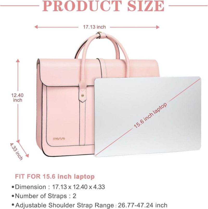 Laptop Messenger & Shoulder Bags | Laptop Bag For Women, 15-15.6 Inch Pu Leather Laptop Shoulder Bag Convertible Backpack, 16 Inch Messenger Bag Casual Handbag Work Briefcase Travel Computer Bag With Bowknot, Pink Laptop Bags Laptop Messenger & Shoulder Bags