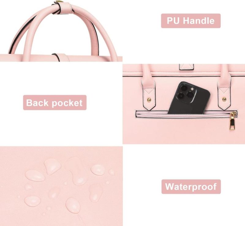 Laptop Messenger & Shoulder Bags | Laptop Bag For Women, 15-15.6 Inch Pu Leather Laptop Shoulder Bag Convertible Backpack, 16 Inch Messenger Bag Casual Handbag Work Briefcase Travel Computer Bag With Bowknot, Pink Laptop Bags Laptop Messenger & Shoulder Bags