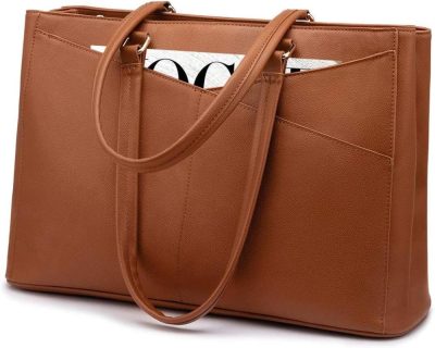 Laptop Messenger & Shoulder Bags | Laptop Tote Bag For Women 15.6 Inch Waterproof Leather Computer Bags Women Business Office Work Bag Briefcase Brown Laptop Bags Brown