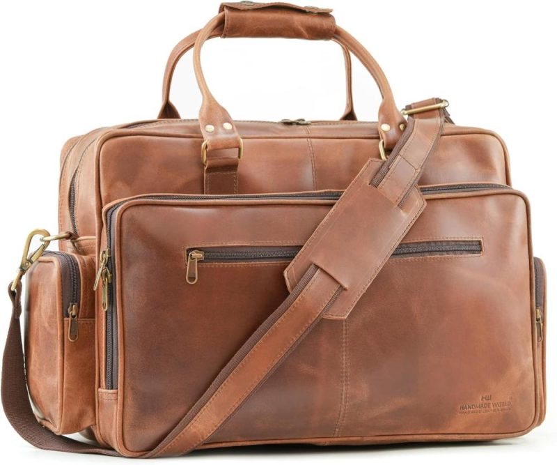 Laptop Messenger & Shoulder Bags | Large Leather Briefcase Duffel Bag For Men ‘Bosswell Office’ Fits 18 Inch Laptop Messenger For Business Travel Laptop Bags Laptop Messenger & Shoulder Bags