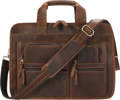 Laptop Messenger & Shoulder Bags | Leather Briefcase For Men,Retro Business Travel Messenger Bag,Large 15.6 Laptop Work Bag Laptop Bags Laptop Messenger & Shoulder Bags