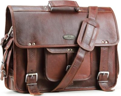 Laptop Messenger & Shoulder Bags | Leather Laptop Messenger Bag For Men Women ‘Executive Elegance’ Fits 18 Inch Computer Satchel Briefcase For Work Office (Brown, 18 Inches) Laptop Bags Laptop Messenger & Shoulder Bags