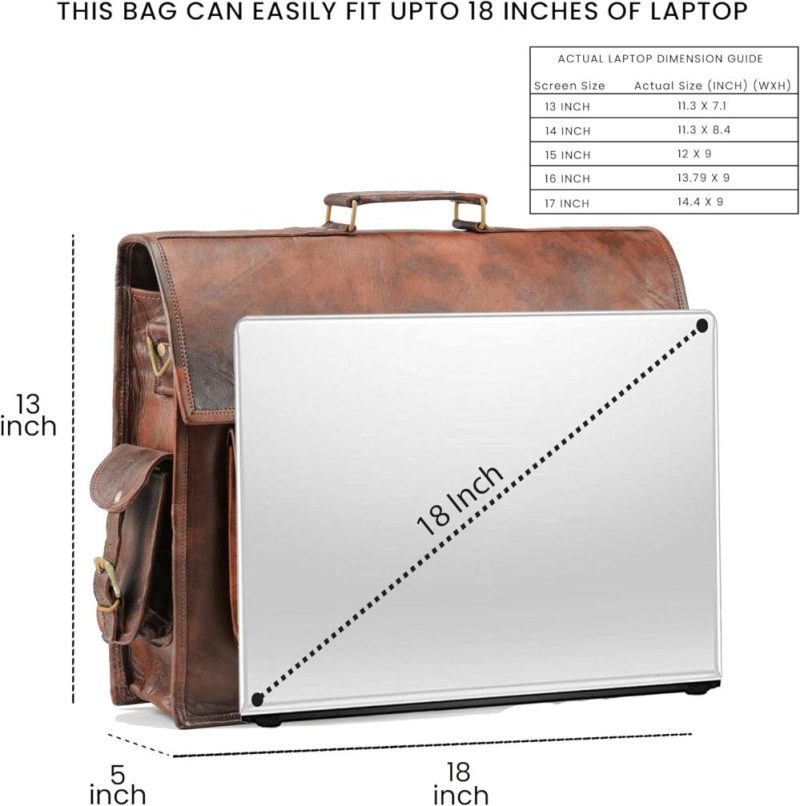 Laptop Messenger & Shoulder Bags | Leather Laptop Messenger Bag For Men Women ‘The Alpha’ Computer Briefcase Satchel Bag For Office Business (18 Inch) Laptop Bags Laptop Messenger & Shoulder Bags