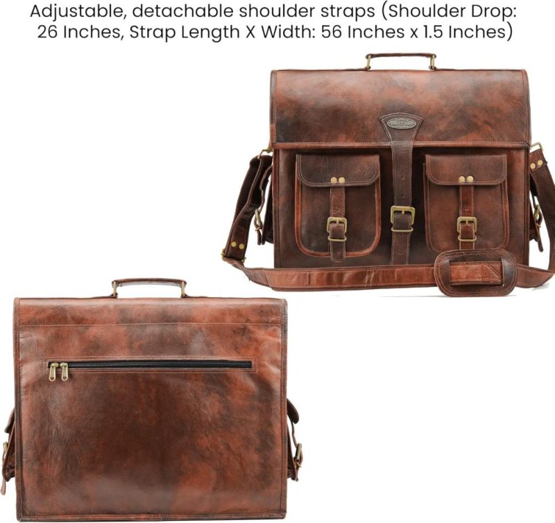 Laptop Messenger & Shoulder Bags | Leather Laptop Messenger Bag For Men Women ‘The Alpha’ Computer Briefcase Satchel Bag For Office Business (18 Inch) Laptop Bags Laptop Messenger & Shoulder Bags