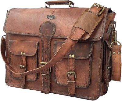 Laptop Messenger & Shoulder Bags | Leather Messenger Bag For Men, 18 Inch Laptop Bag, Crossbody Bag Men, Vintage Handmade Leather Satchel Bag Men, Full Grain Business Briefcase Shoulder Bag For Office/Work/Travel – Dark Brown Laptop Bags Laptop Messenger & Shoulder Bags