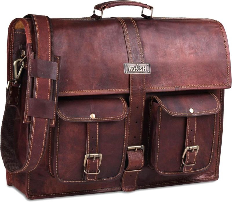 Laptop Messenger & Shoulder Bags | Leather Messenger Bag For Men 18 Inch, Vintage Handmade Genuine Leather Laptop Briefcase Computer Satchel Bag For Office Travel Use (Brown) Laptop Bags Laptop Messenger & Shoulder Bags