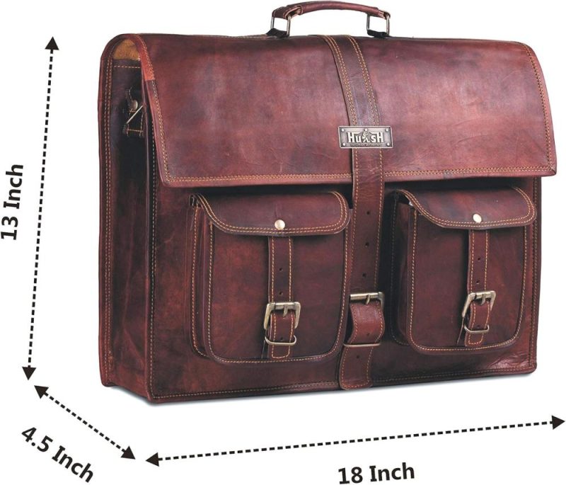 Laptop Messenger & Shoulder Bags | Leather Messenger Bag For Men 18 Inch, Vintage Handmade Genuine Leather Laptop Briefcase Computer Satchel Bag For Office Travel Use (Brown) Laptop Bags Laptop Messenger & Shoulder Bags