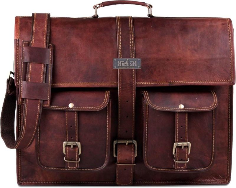 Laptop Messenger & Shoulder Bags | Leather Messenger Bag For Men 18 Inch, Vintage Handmade Genuine Leather Laptop Briefcase Computer Satchel Bag For Office Travel Use (Brown) Laptop Bags Laptop Messenger & Shoulder Bags