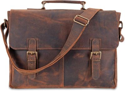 Laptop Messenger & Shoulder Bags | Leather Messenger Bag For Men, Rustic Messenger Bag For Women – Handmade Full Grain Distressed Buffalo Leather – 16 Inch Laptop Bag With Padded Compartment, Pockets & Adjustable Strap Laptop Bags Laptop Messenger & Shoulder Bags