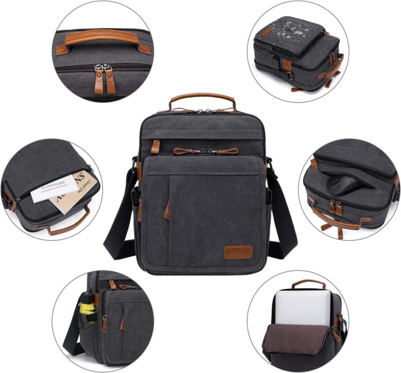 Laptop Messenger & Shoulder Bags | Mens Messenger 13.3 Inch Laptop Bag, Water-Resistant Canvas Computer Briefcase Satchel Work Shoulder Bag Purse Laptop Bags Laptop Messenger & Shoulder Bags