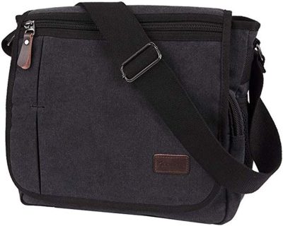 Laptop Messenger & Shoulder Bags | Messenger Bag For Men, 13 Inches Laptop Satchel Bags, Canvas Shoulder Bag With Bottle Pocket Laptop Bags Black