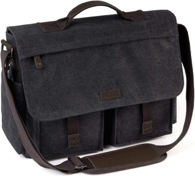 Laptop Messenger & Shoulder Bags | Messenger Bag For Men, Vintage Water Resistant Canvas Satchel 14 15.6 17Inch Laptop Briefcase Laptop Bags Laptop Messenger & Shoulder Bags