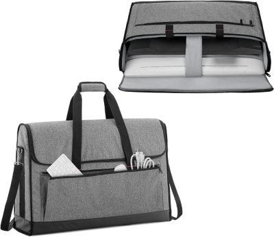 Laptop Messenger & Shoulder Bags | Monitor Carrying Case 24 Inch Padded Travel Bag Hold Up To 2 Lcd Screens/Tvs, Not Compatible With Imac, With Accessories Pocket, Shoulder Strap, Pu Bottom, Grey Laptop Bags Grey