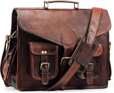 Laptop Messenger & Shoulder Bags | Vintage Leather Laptop Messenger Bag For Men ‘Opulent Companion’ Computer Briefcase For Office Work Business (15 Inch) Laptop Bags Laptop Messenger & Shoulder Bags