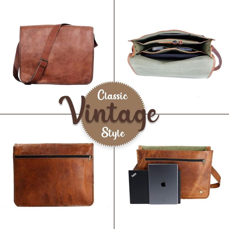 Laptop Messenger & Shoulder Bags | Vintage Mens 16 Inch Leather Laptop Messenger Pro Satchel Men’s Bag Laptop Bags Laptop Messenger & Shoulder Bags