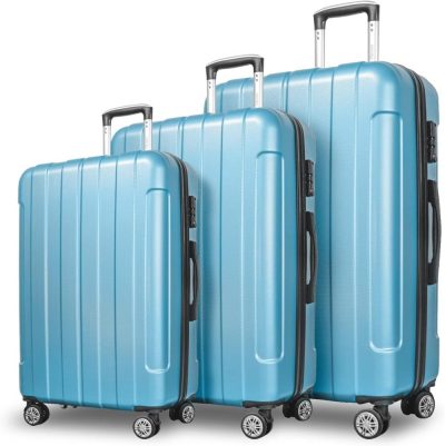 Luggage Sets | 3 Piece Hard Shell Luggage Sets Suitcase Set, Pc+Abs Lightweight Hardside Travel Suitcase With Spinner Wheels & Tsa Lock For Women Men (20/24/28 Inch) Luggage Blue