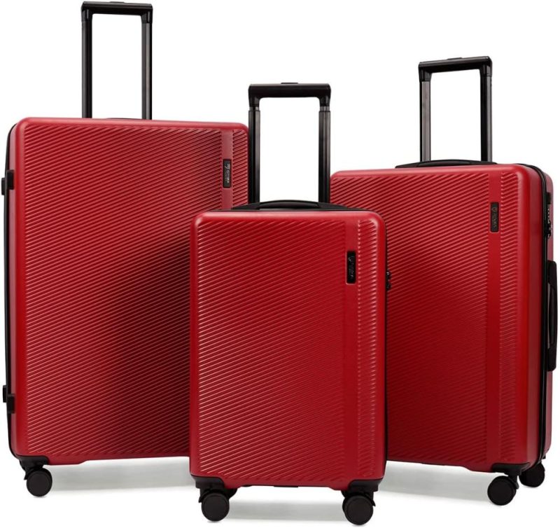 Luggage Sets | 3 Piece Luggage Sets With Spinner Wheels,Hard Suitcases With Wheels,Travel Luggage Tsa Approve,Red Luggage Luggage Sets