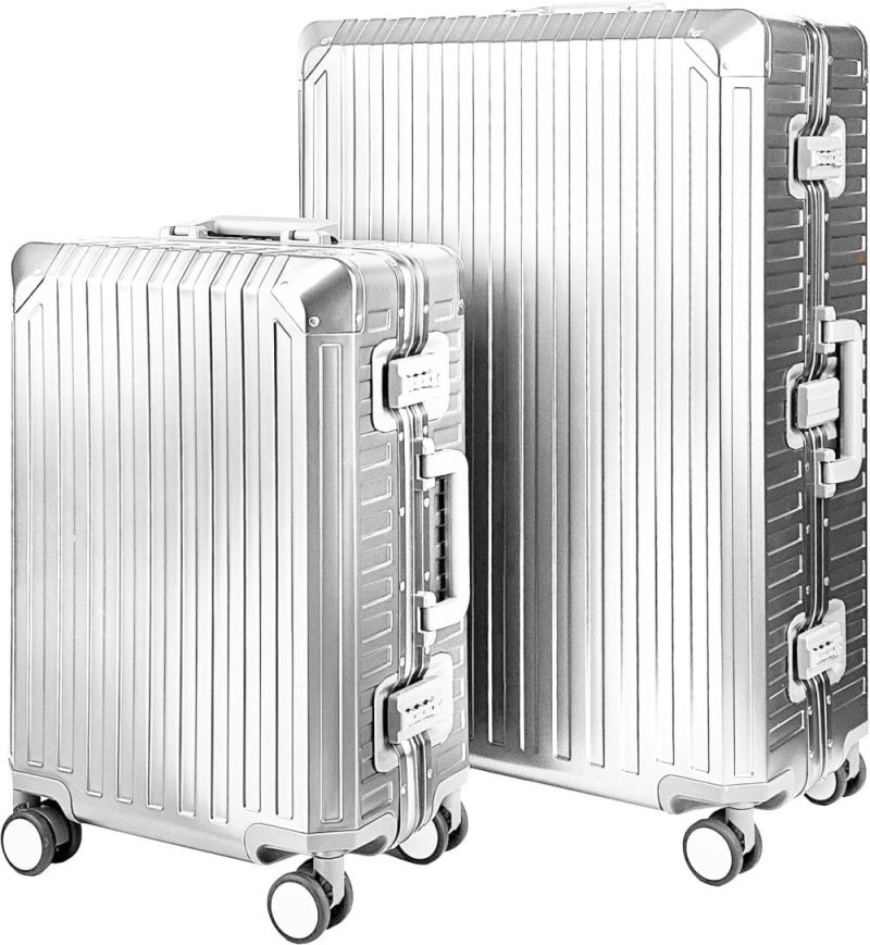 Luggage Sets | All Aluminum Luggage Suitcase 3 Sizes (20",26",29") Tsa Lock Carry On Silver (Double Set 20",29") Luggage Luggage Sets