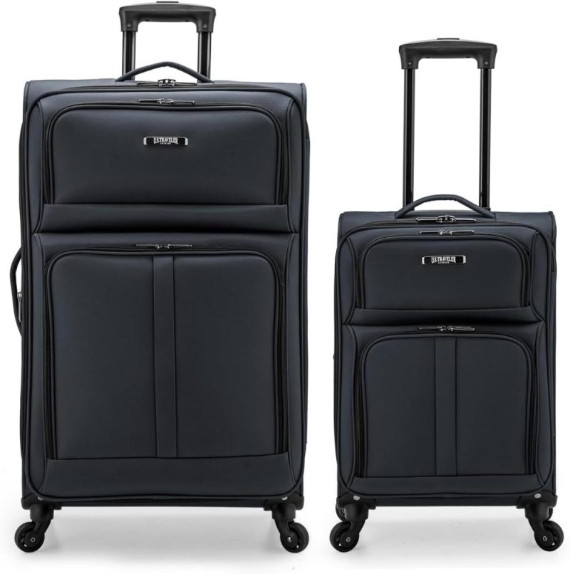 Luggage Sets | Anzio Softside Expandable Spinner Luggage, Dark Grey, 2-Piece Set (22/30) Luggage Dark Grey