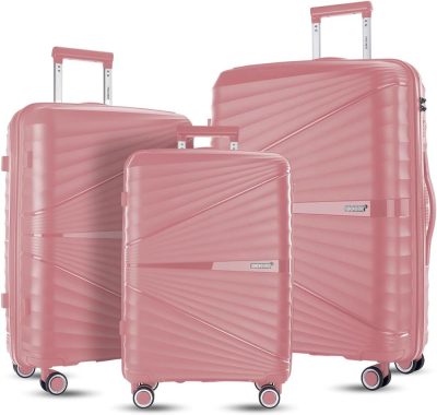 Luggage Sets | Fochier 3 Piece Hardside Luggage Set With Spinner Wheels, Rolling Suitcase Set For Men Women, 20 24 28 Inch, Rose Gold Luggage Luggage Sets