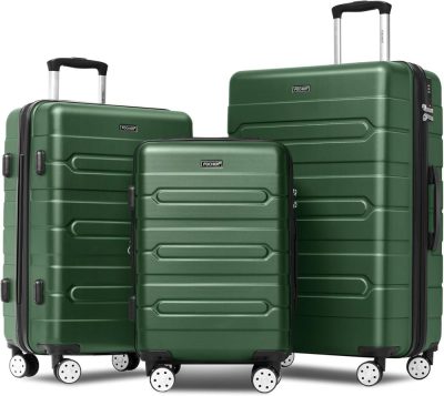 Luggage Sets | Hardside 3 Piece Expandable Luggage Set With Tsa Lock, Hard Shell Rolling Suitcase Set With Spinner Wheels For Women Man, 20 24 28 Inch, Green Luggage Green