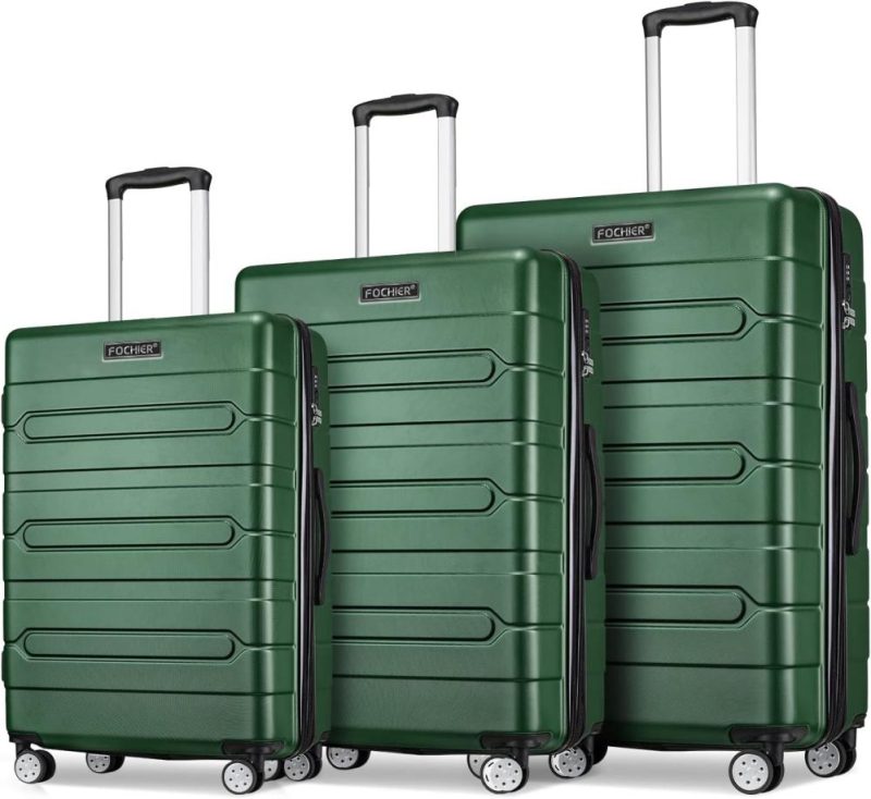 Luggage Sets | Hardside 3 Piece Expandable Luggage Set With Tsa Lock, Hard Shell Rolling Suitcase Set With Spinner Wheels For Women Man, 20 24 28 Inch, Green Luggage Green