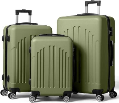 Luggage Sets | Luggage Set Of 3 Hardside Suitcase Sets With Tsa Lock 4 Spinner Wheels, Abs Lightweight Trolley Travel Case For Carry On Check-In Business Trip, Green (20/24/28) Luggage Green