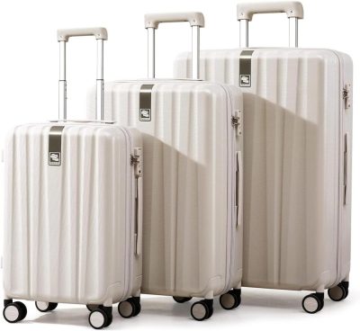 Luggage Sets | Luggage Sets 3 Piece Carry On Luggage With Wheels Pc Hard Shell Suitcases Lightweight Checked Tsa Luggage Extra Large Travel Suitcase Woman Men 20/24/29 Inch(Ivory White) Luggage Ivory White