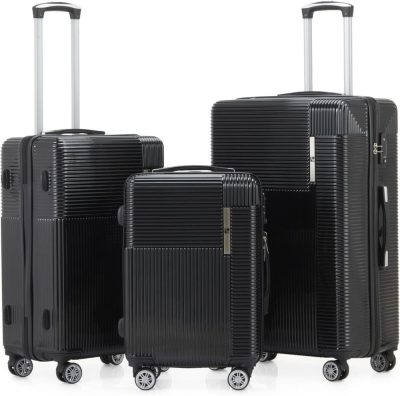 Luggage Sets | Luggage Sets 3 Piece Luxury Pc + Abs 3 Piece Sets With Tsa Lock 20In 24In 28In (Black) Luggage Black