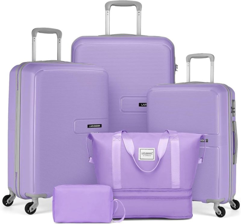 Luggage Sets | Luggage Sets 5 Piece, Expandable Luggage Pp Hardside Carry On Suitcase Sets With Spinner Wheels, Lightweight Rolling Suitcase For Men And Women, Lavender Luggage Lavender