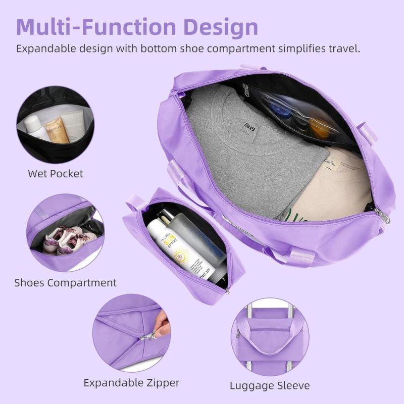 Luggage Sets | Luggage Sets 5 Piece, Expandable Luggage Pp Hardside Carry On Suitcase Sets With Spinner Wheels, Lightweight Rolling Suitcase For Men And Women, Lavender Luggage Lavender