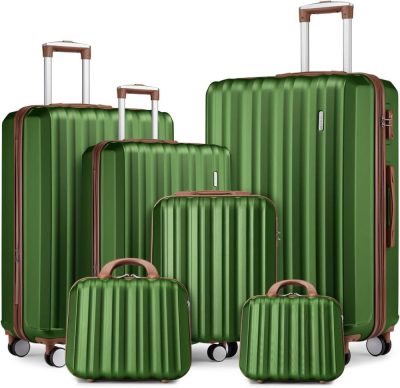 Luggage Sets | Luggage Sets 6 Piece, Expandable Hardside Suitcase Set Carry On Luggage With Spinner Wheels, Lightweight Travel Luggage Set With Tsa Locks For Men And Women, Green Luggage Green