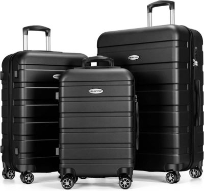 Luggage Sets | Luggage Sets Hardside Lightweight Suitcase With Spinner Wheels Tsa Lock, 3-Piece Set (20/24/28), Black Luggage Black