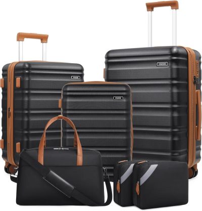 Luggage Sets | Miusse Suitcase Set 6 Piece, 20/24/28 In Expandable Carry On Luggage With Tsa Lock Spinner Wheels Telescopic Handle, Pc Hard Shell Luggage Set Luggage Black