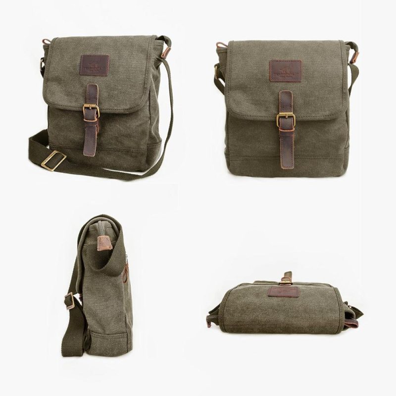 Messenger Bags | Canvas Messenger Bag Small Crossbody Bag Casual Travel Working Tools Bag Shoulder Bag Hold Phone Handset Anti Theft Messenger Bags Green