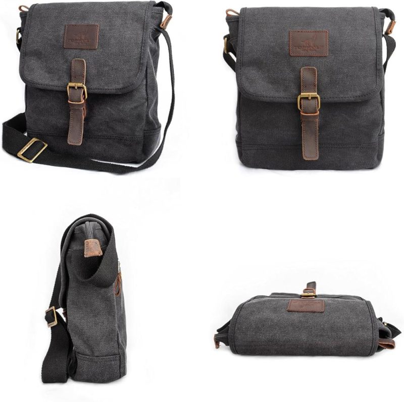 Messenger Bags | Canvas Messenger Bag Small Crossbody Bag Casual Travel Working Tools Bag Shoulder Bag Hold Phone Handset Anti Theft Messenger Bags Black