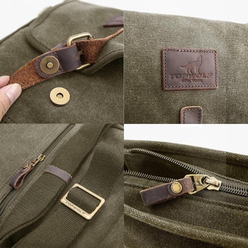 Messenger Bags | Canvas Messenger Bag Small Crossbody Bag Casual Travel Working Tools Bag Shoulder Bag Hold Phone Handset Anti Theft Messenger Bags Green