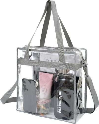 Messenger Bags | Clear Bags Stadium Approved Clear Tote Bag With Zipper Closure Crossbody Messenger Shoulder Bag With Adjustable Strap Messenger Bags Grey