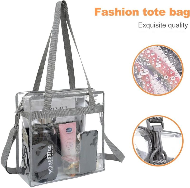 Messenger Bags | Clear Bags Stadium Approved Clear Tote Bag With Zipper Closure Crossbody Messenger Shoulder Bag With Adjustable Strap Messenger Bags Grey