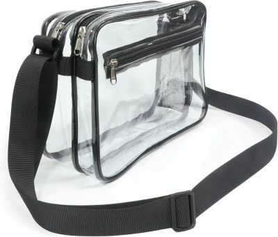 Messenger Bags | Clear Messenger Bag Stadium Approved 12X12X6, Dual Compartment Clear Bag For Stadium Concert Messenger Bags Black