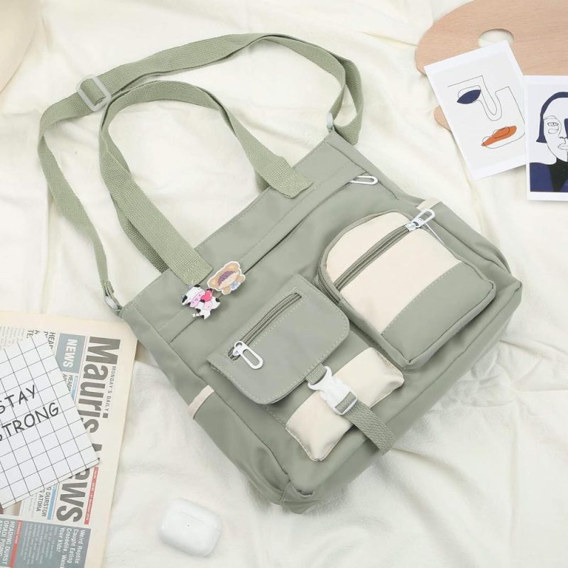 Messenger Bags | Crossbody Cute Bag For Teens Kawaii Messenger Purse Nylon Shoulder Bags Messenger Bags Green