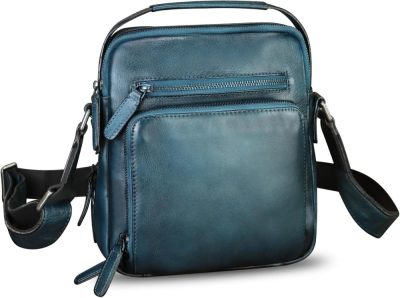 Messenger Bags | Genuine Leather Purse And Shoulder Bag For Men Vintage Real Leather Messenger Bag Handbag Crossbody Satchel Purse Strap Messenger Bags Blue