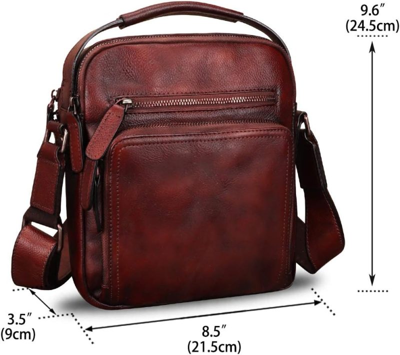 Messenger Bags | Genuine Leather Purse And Shoulder Bag For Men Vintage Real Leather Messenger Bag Handbag Crossbody Satchel Purse Strap Messenger Bags Coffee