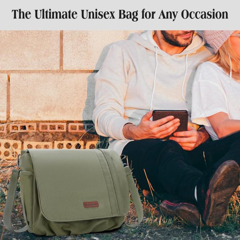 Messenger Bags | Heavy Duty Waxed Canvas Messenger Bag For Men And Women, Large Crossbody Bag With Shoulder Strap & Handle Messenger Bags Army Green