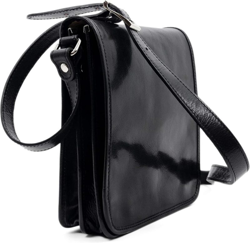 Messenger Bags | Italian Leather Messenger Bag For Men – Full Grain Leather Men’s Crossbody Bag – Tablet Sized Shoulder Bag Messenger Bags Black