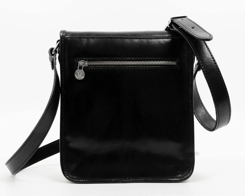 Messenger Bags | Italian Leather Messenger Bag For Men – Full Grain Leather Men’s Crossbody Bag – Tablet Sized Shoulder Bag Messenger Bags Black