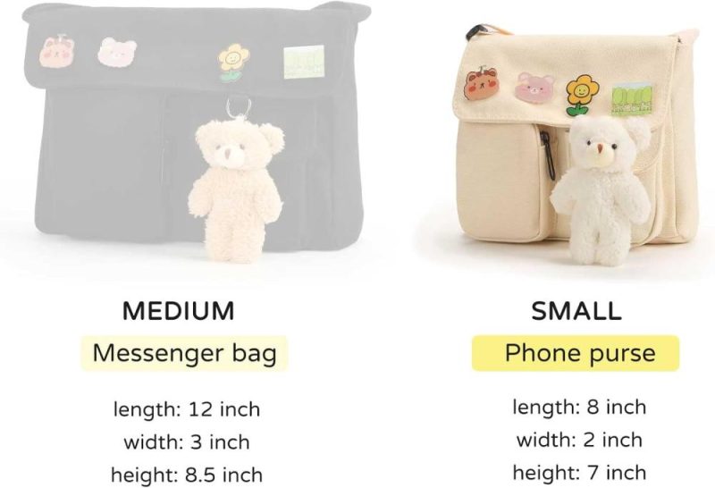 Messenger Bags | Kawaii Crossbody Bag Cute Messenger Bags Canvas Shoulder Purse Gifts For Teens Messenger Bags Black