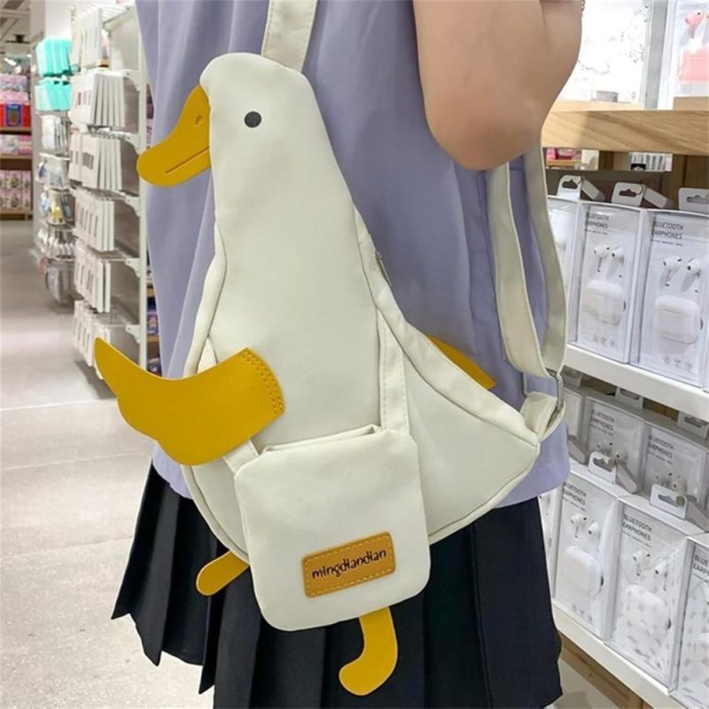 Messenger Bags | Kawaii Duck Purse Unisex Funny Animal Shoulder Bag Cute Cartoon Chest Wallet Novelty Bag Unique Canvas Satchel Messenger Bag Messenger Bags Messenger Bags