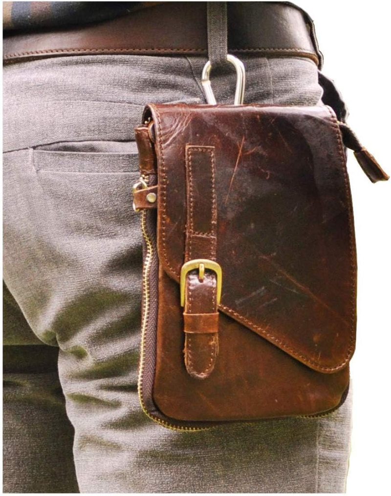 Messenger Bags | Le’Aokuu Mens Genuine Leather Coffee Fanny Small Messenger Shoulder Satchel Waist Bag Pack (Coffee) Messenger Bags Coffee