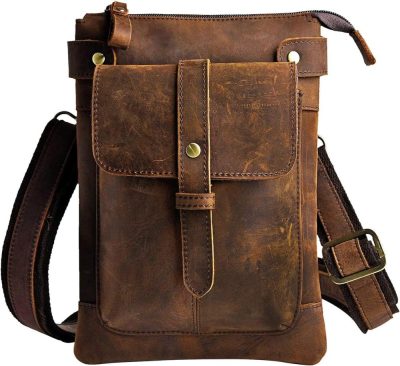 Messenger Bags | Le’Aokuu Mens Genuine Leather Fanny Small Messenger Shoulder Satchel Waist Bag Pack 8711 (8711 A-Dark Brown) Messenger Bags 8711 A-Dark Brown